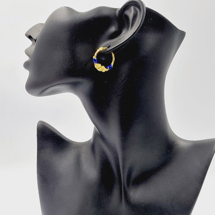 Enameled Hoop Earrings  Made of 21K Yellow Gold by Saeed Jewelry-31153