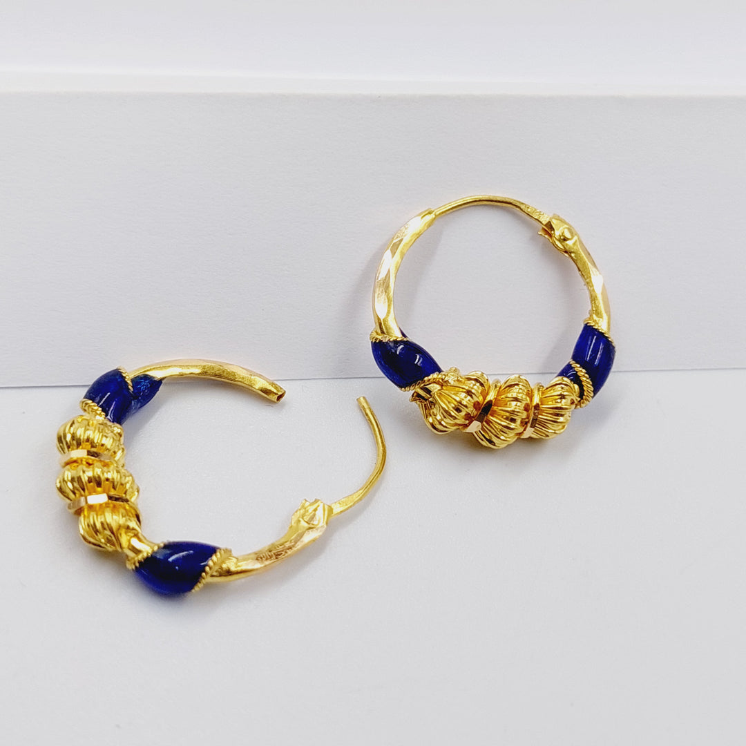 Enameled Hoop Earrings  Made of 21K Yellow Gold by Saeed Jewelry-31153