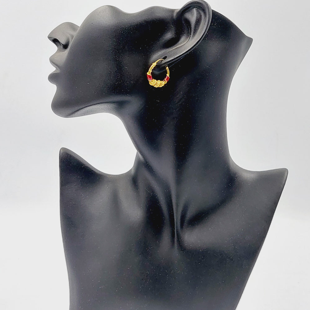 Enameled Hoop Earrings  Made of 21K Yellow Gold by Saeed Jewelry-31154