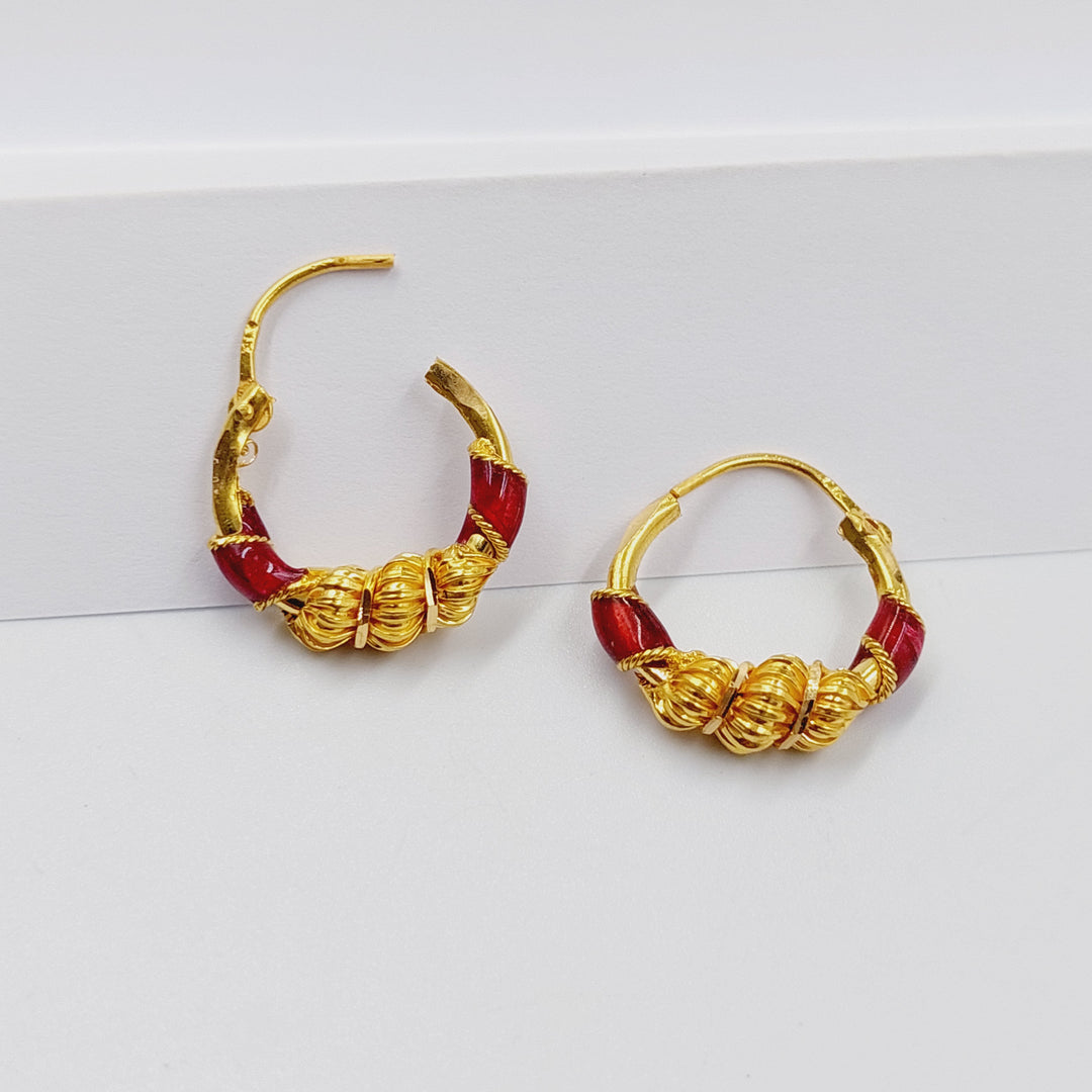 Enameled Hoop Earrings  Made of 21K Yellow Gold by Saeed Jewelry-31154