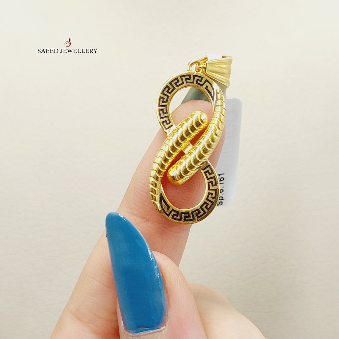 Enameled Infinite Pendant  Made Of 21K Yellow Gold by Saeed Jewelry-28986