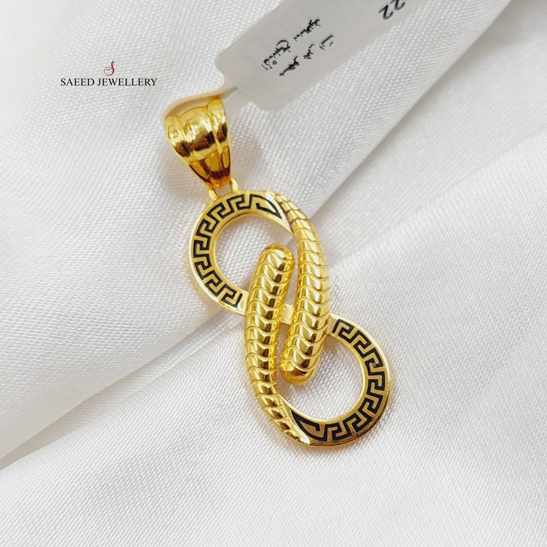 Enameled Infinite Pendant  Made Of 21K Yellow Gold by Saeed Jewelry-28986