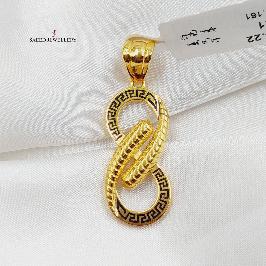 Enameled Infinite Pendant  Made Of 21K Yellow Gold by Saeed Jewelry-28986