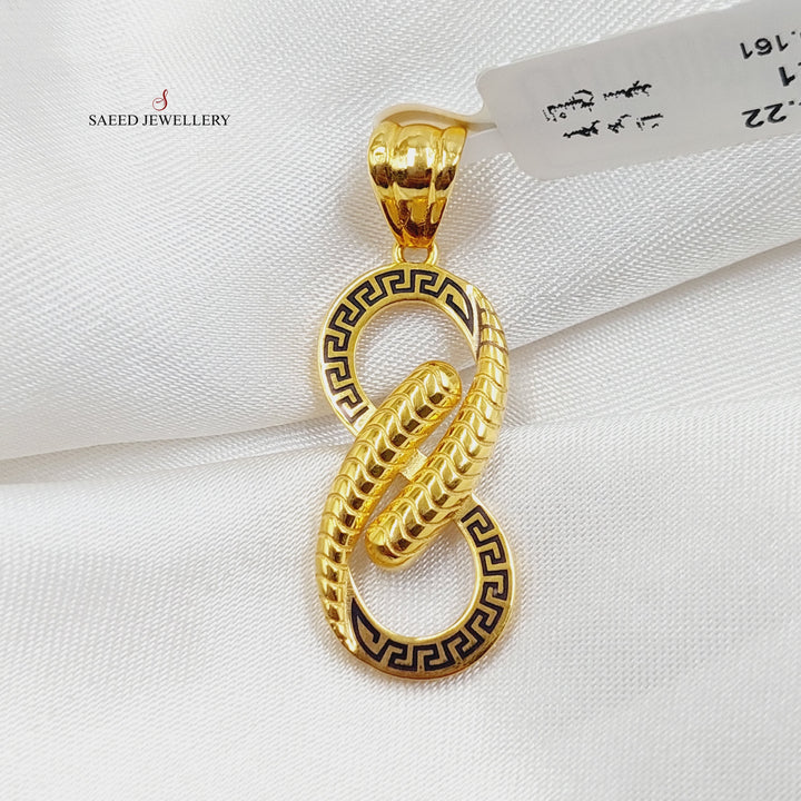 Enameled Infinite Pendant  Made Of 21K Yellow Gold by Saeed Jewelry-28986