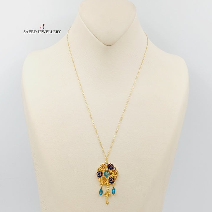 Enameled Islamic Necklace Made Of 21K Yellow Gold by Saeed Jewelry-27693