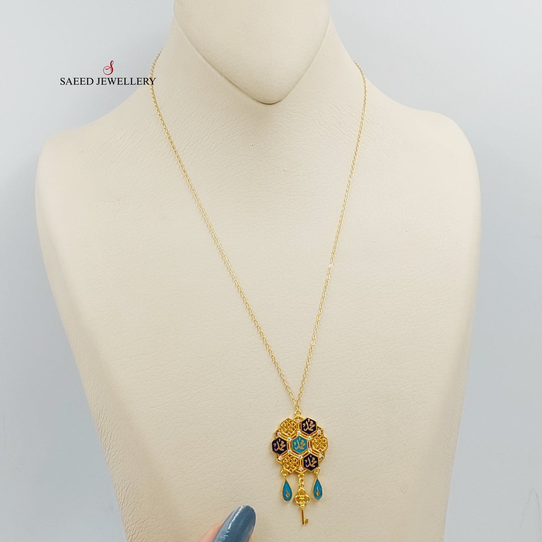 Enameled Islamic Necklace Made Of 21K Yellow Gold by Saeed Jewelry-27693