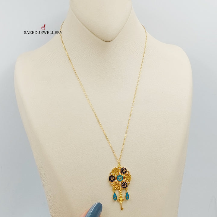 Enameled Islamic Necklace Made Of 21K Yellow Gold by Saeed Jewelry-27693