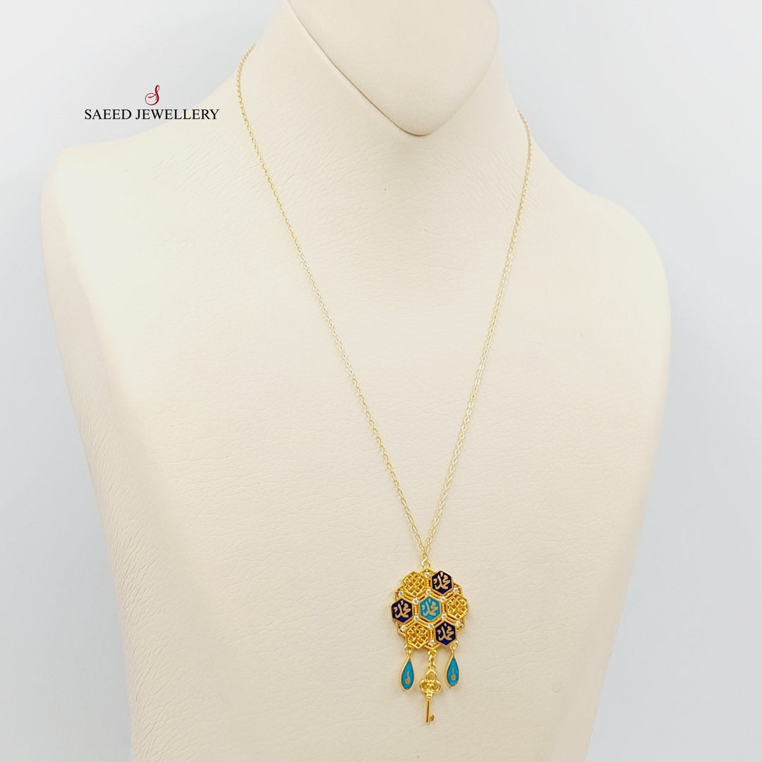 Enameled Islamic Necklace Made Of 21K Yellow Gold by Saeed Jewelry-27693