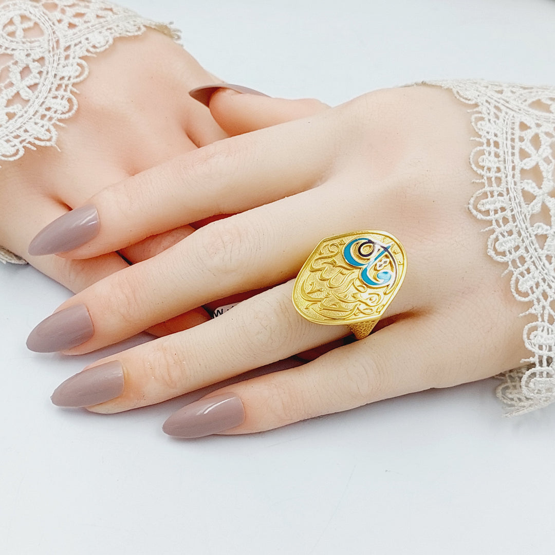 Enameled Islamic Ring  Made Of 21K Yellow Gold by Saeed Jewelry-30494