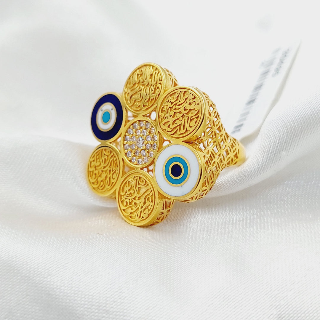 Enameled Islamic Ring  Made Of 21K Yellow Gold by Saeed Jewelry-30495