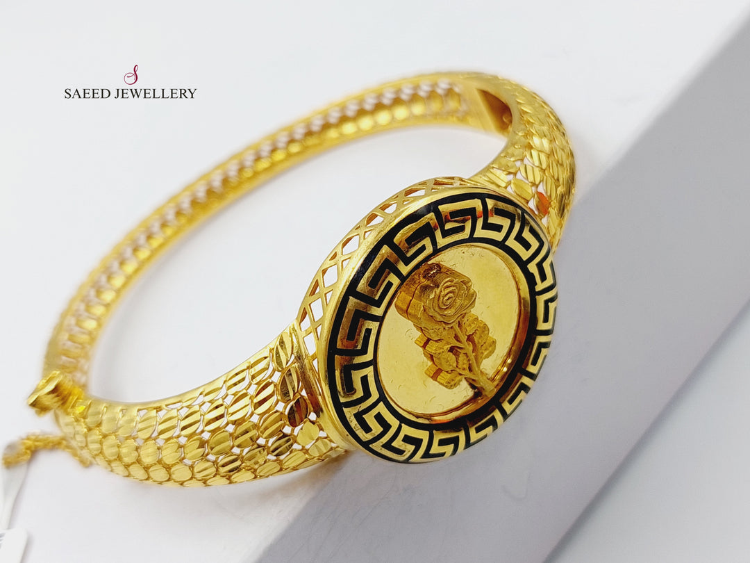 Enameled Ounce Bangle Bracelet Made Of 21K Yellow Gold by Saeed Jewelry-اسوارة-اكسترا-15