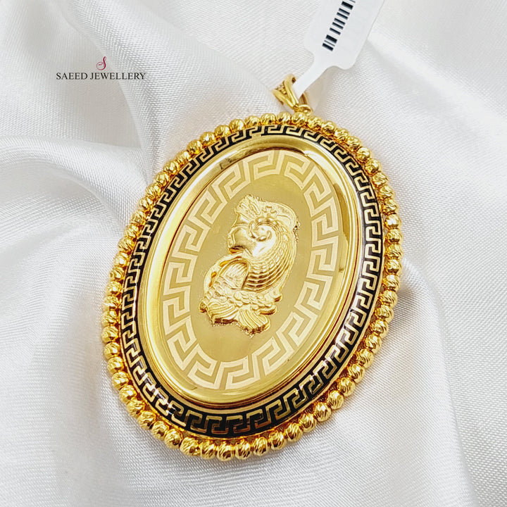 Enameled Ounce Pendant  Made Of 21K Yellow Gold by Saeed Jewelry-29851