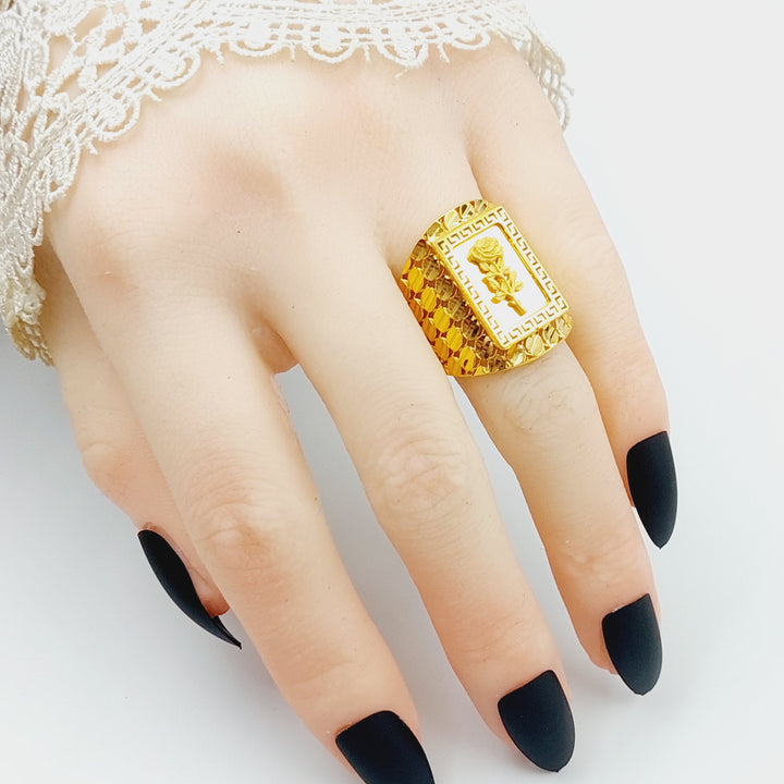 Enameled Ounce Ring Made Of 21K Yellow Gold by Saeed Jewelry-28487