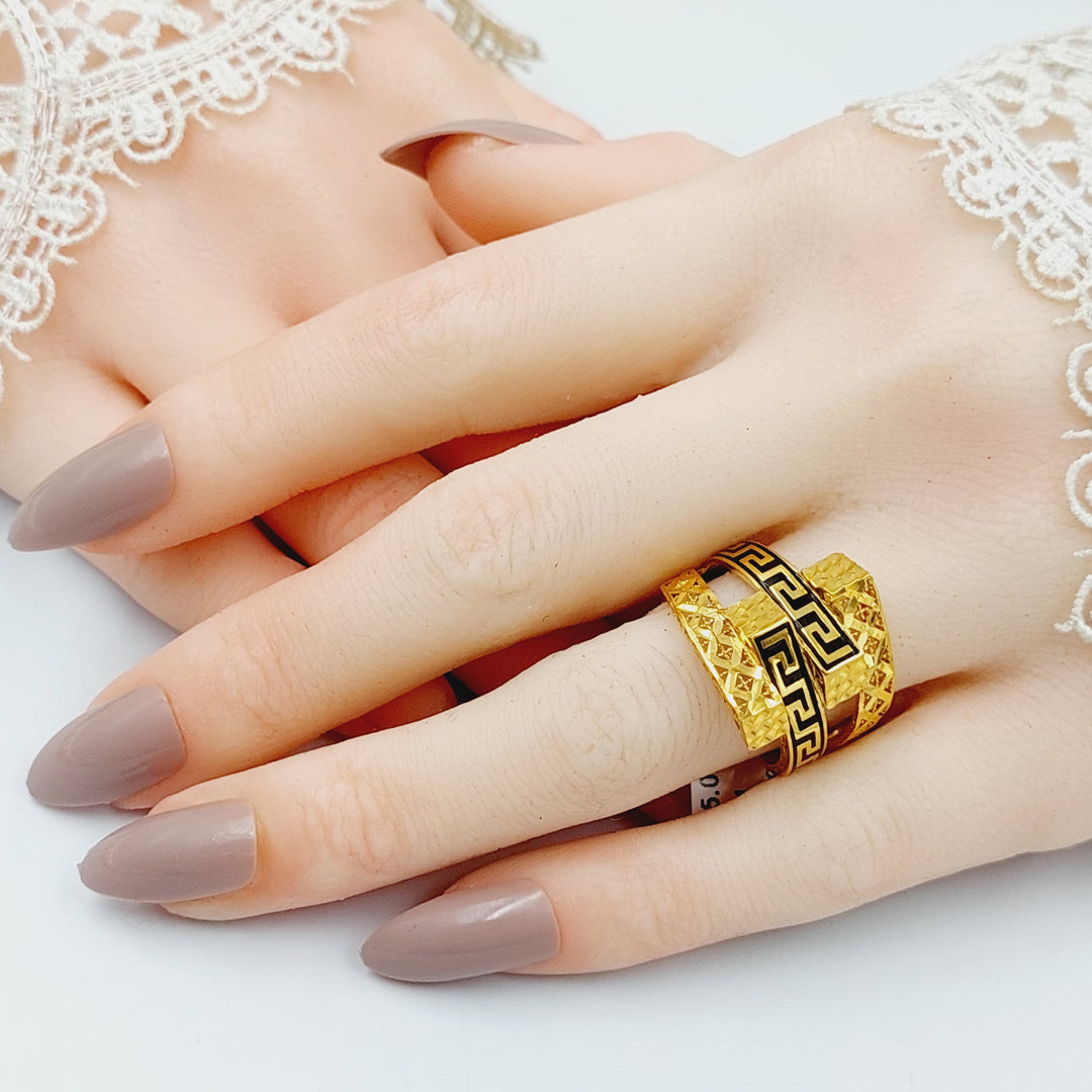 Enameled Ounce Ring  Made Of 21K Yellow Gold by Saeed Jewelry-29838