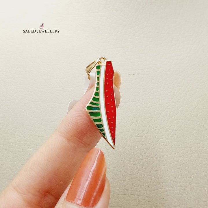 Enameled Palestine Pendant  Made Of 18K Yellow Gold by Saeed Jewelry-29803