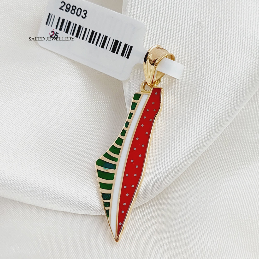 Enameled Palestine Pendant  Made Of 18K Yellow Gold by Saeed Jewelry-29803