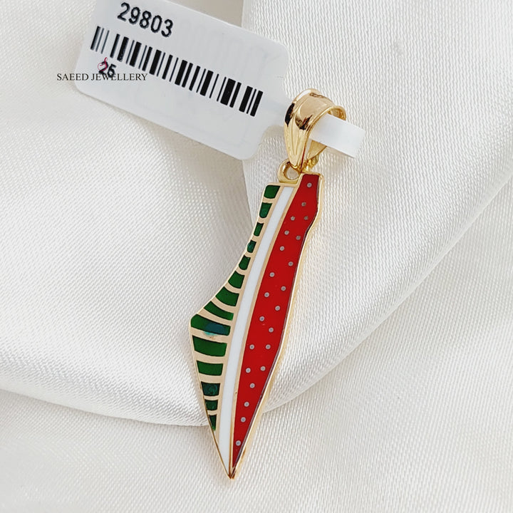 Enameled Palestine Pendant  Made Of 18K Yellow Gold by Saeed Jewelry-29803