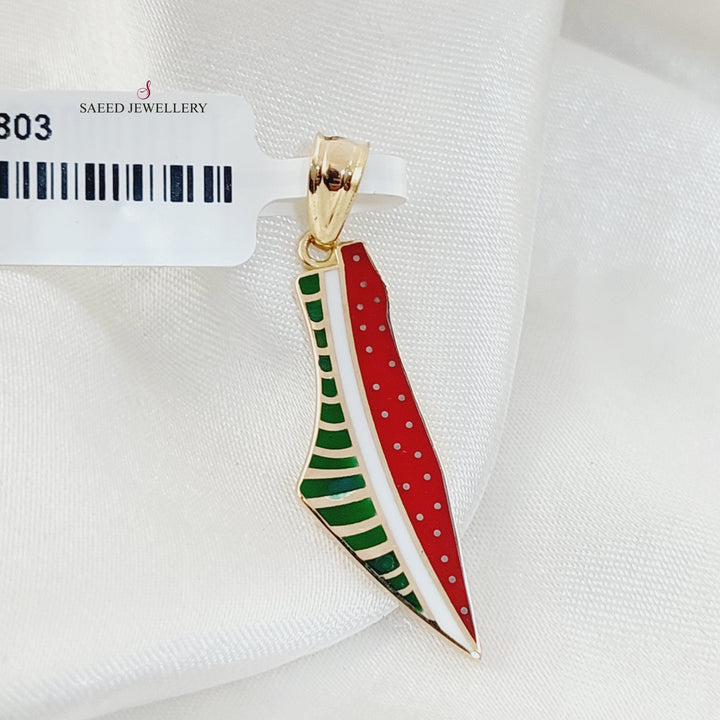 Enameled Palestine Pendant  Made Of 18K Yellow Gold by Saeed Jewelry-29803