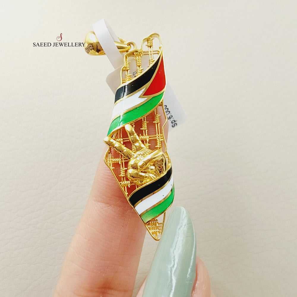 Enameled Palestine Pendant Made Of 21K Yellow Gold by Saeed Jewelry-28481