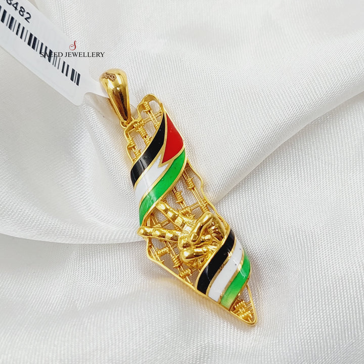 Enameled Palestine Pendant Made Of 21K Yellow Gold by Saeed Jewelry-28481