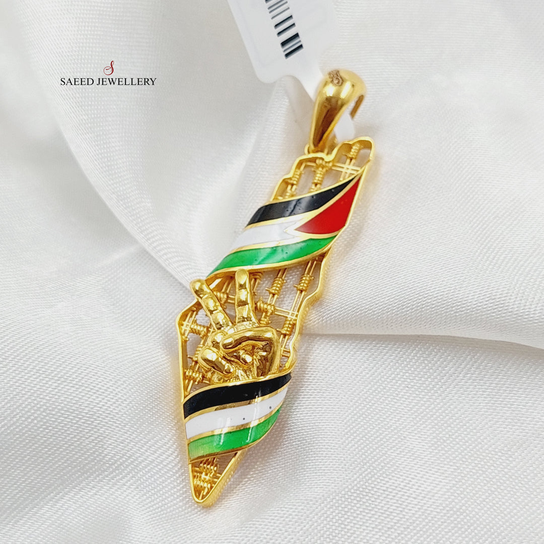Enameled Palestine Pendant Made Of 21K Yellow Gold by Saeed Jewelry-28481