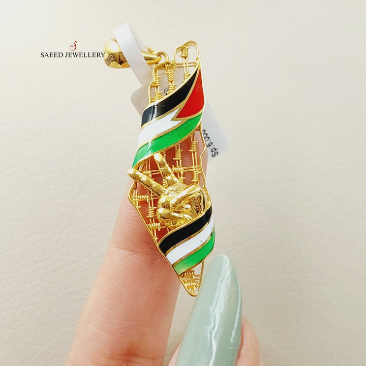Enameled Palestine Pendant Made Of 21K Yellow Gold by Saeed Jewelry-28482