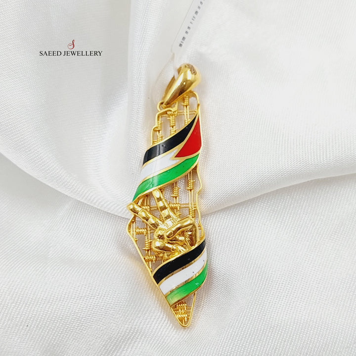 Enameled Palestine Pendant Made Of 21K Yellow Gold by Saeed Jewelry-28482