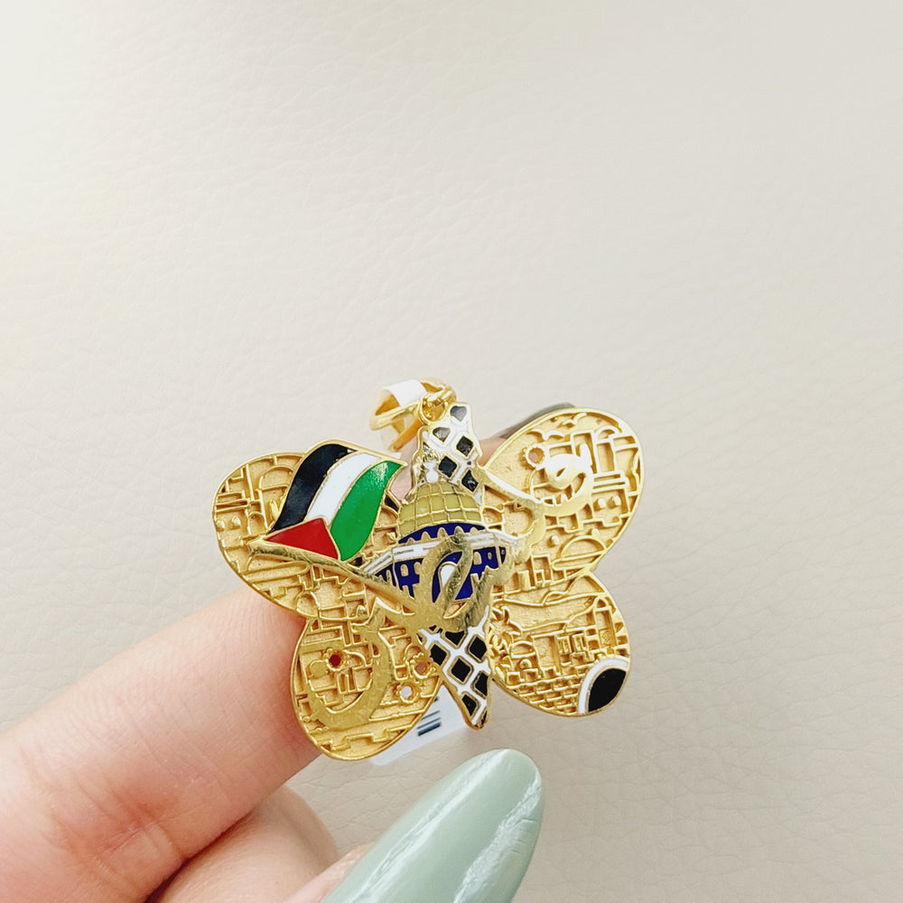 Enameled Palestine Pendant Made Of 21K Yellow Gold by Saeed Jewelry-28484