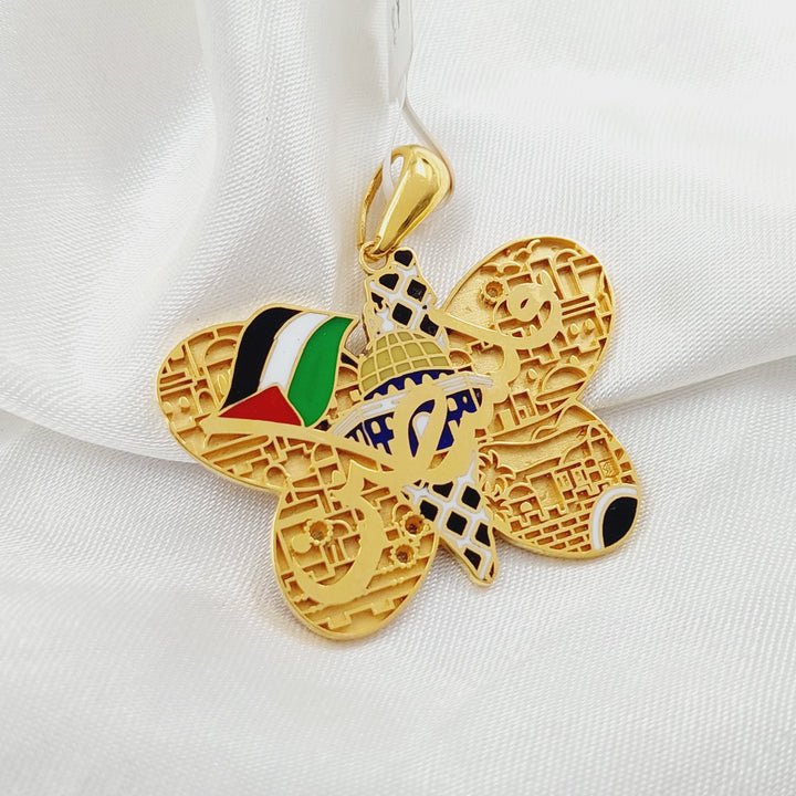 Enameled Palestine Pendant Made Of 21K Yellow Gold by Saeed Jewelry-28484