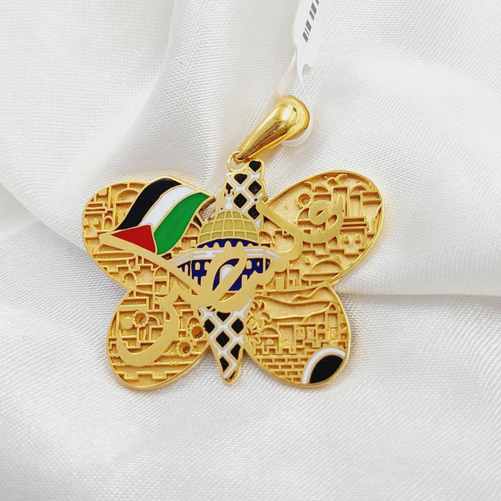 Enameled Palestine Pendant Made Of 21K Yellow Gold by Saeed Jewelry-28484