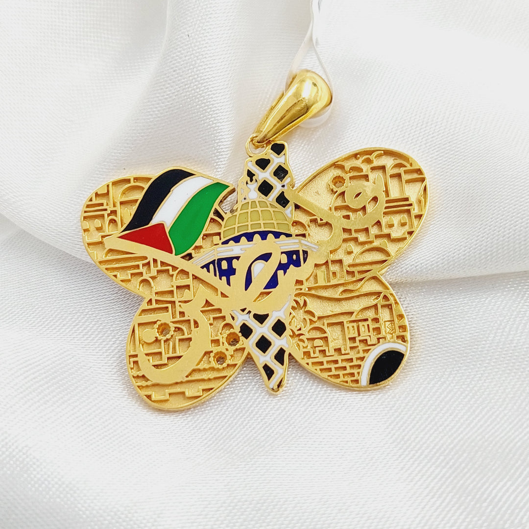 Enameled Palestine Pendant Made Of 21K Yellow Gold by Saeed Jewelry-28484