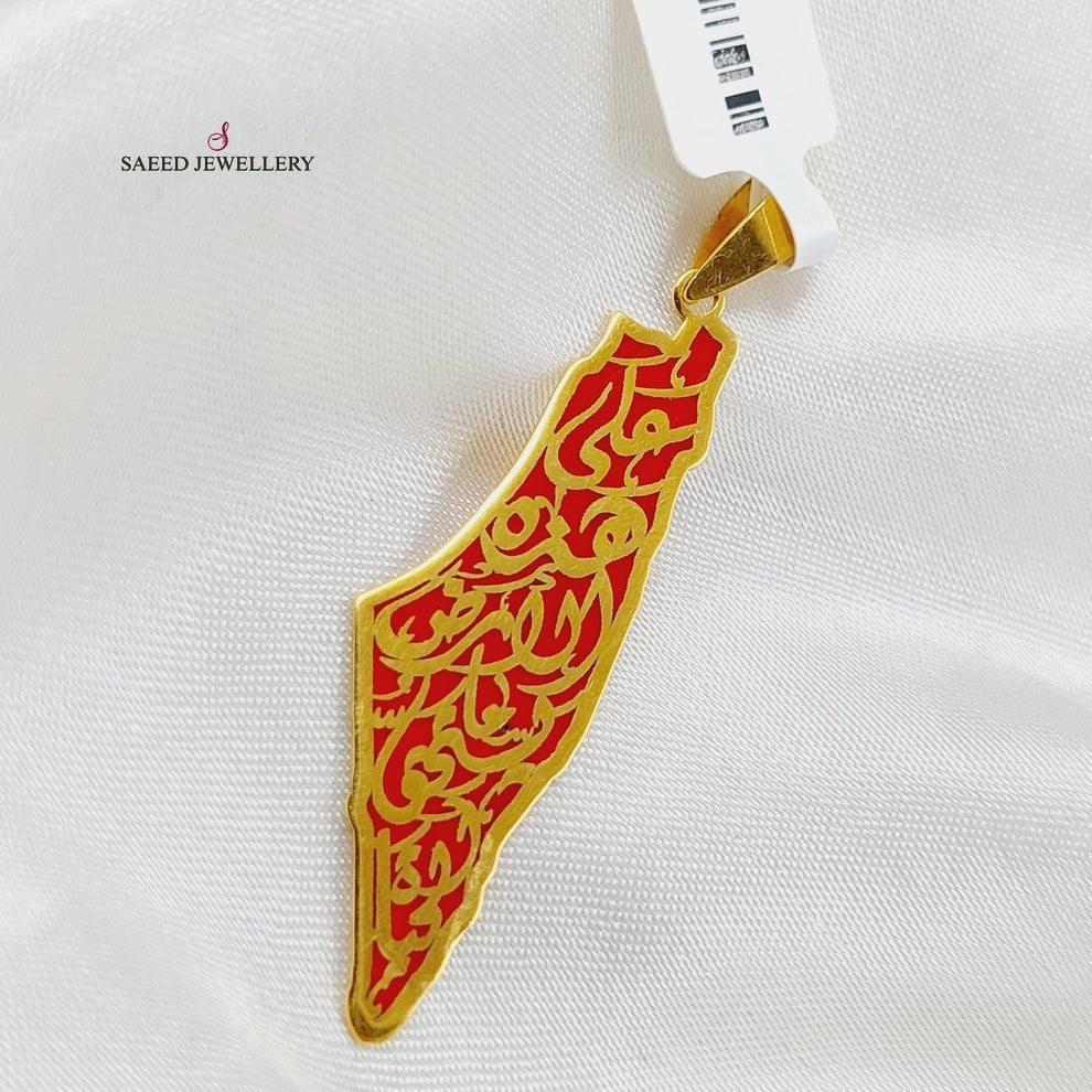 Enameled Palestine Pendant  Made Of 21K Yellow Gold by Saeed Jewelry-29363