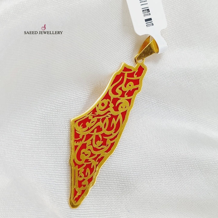 Enameled Palestine Pendant  Made Of 21K Yellow Gold by Saeed Jewelry-29363