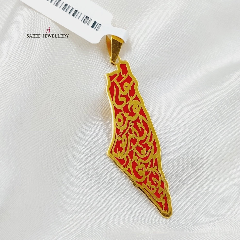 Enameled Palestine Pendant  Made Of 21K Yellow Gold by Saeed Jewelry-29363