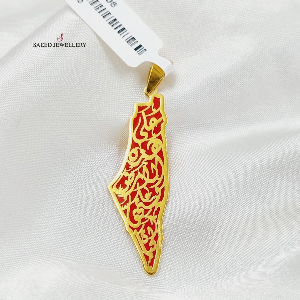 Enameled Palestine Pendant  Made Of 21K Yellow Gold by Saeed Jewelry-29363