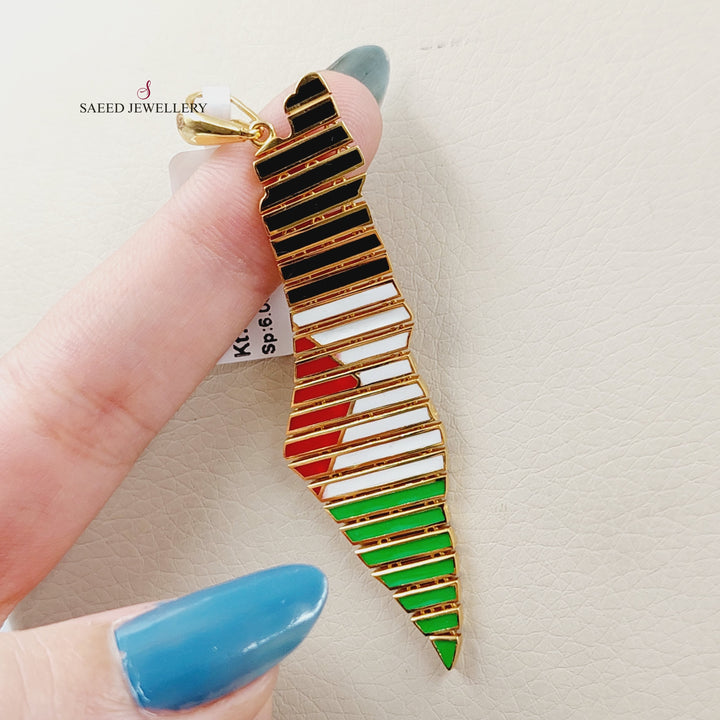 Enameled Palestine Pendant  Made Of 21K Yellow Gold by Saeed Jewelry-29380