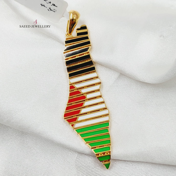 Enameled Palestine Pendant  Made Of 21K Yellow Gold by Saeed Jewelry-29380