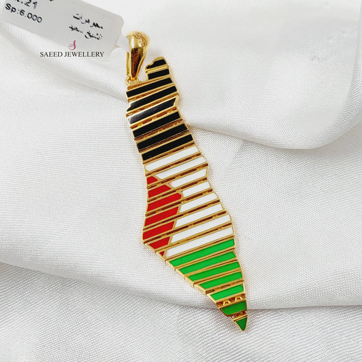 Enameled Palestine Pendant  Made Of 21K Yellow Gold by Saeed Jewelry-29380