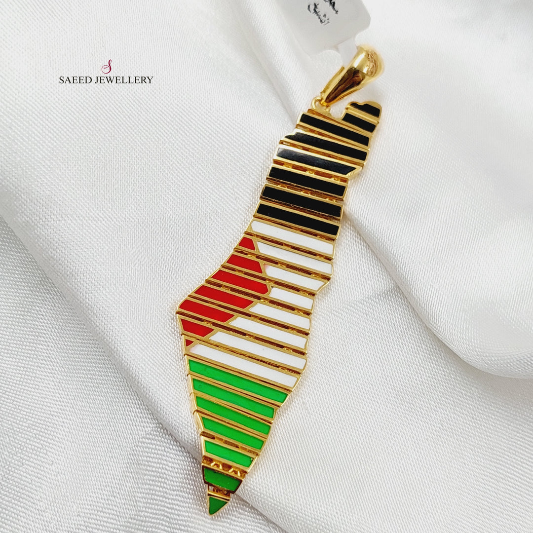 Enameled Palestine Pendant  Made Of 21K Yellow Gold by Saeed Jewelry-29380