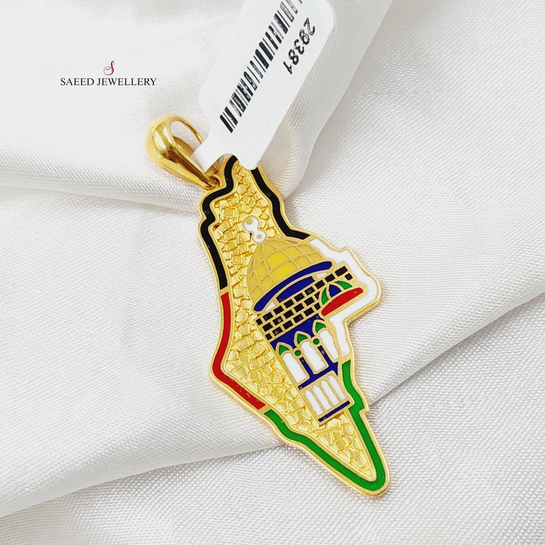 Enameled Palestine Pendant  Made Of 21K Yellow Gold by Saeed Jewelry-29381