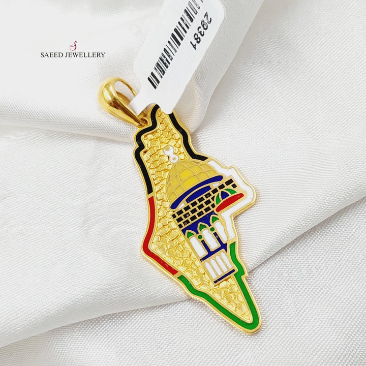Enameled Palestine Pendant  Made Of 21K Yellow Gold by Saeed Jewelry-29381