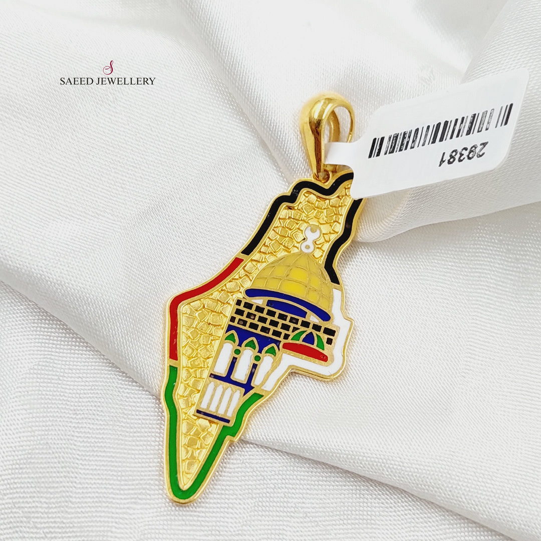 Enameled Palestine Pendant  Made Of 21K Yellow Gold by Saeed Jewelry-29381