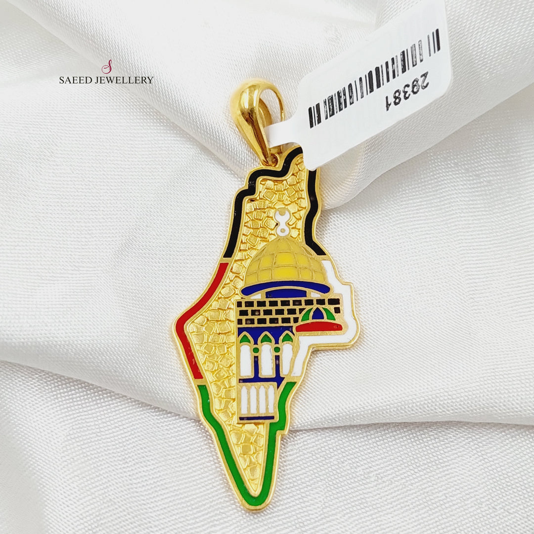 Enameled Palestine Pendant  Made Of 21K Yellow Gold by Saeed Jewelry-29381