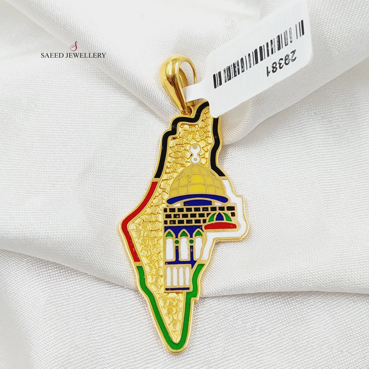 Enameled Palestine Pendant  Made Of 21K Yellow Gold by Saeed Jewelry-29381