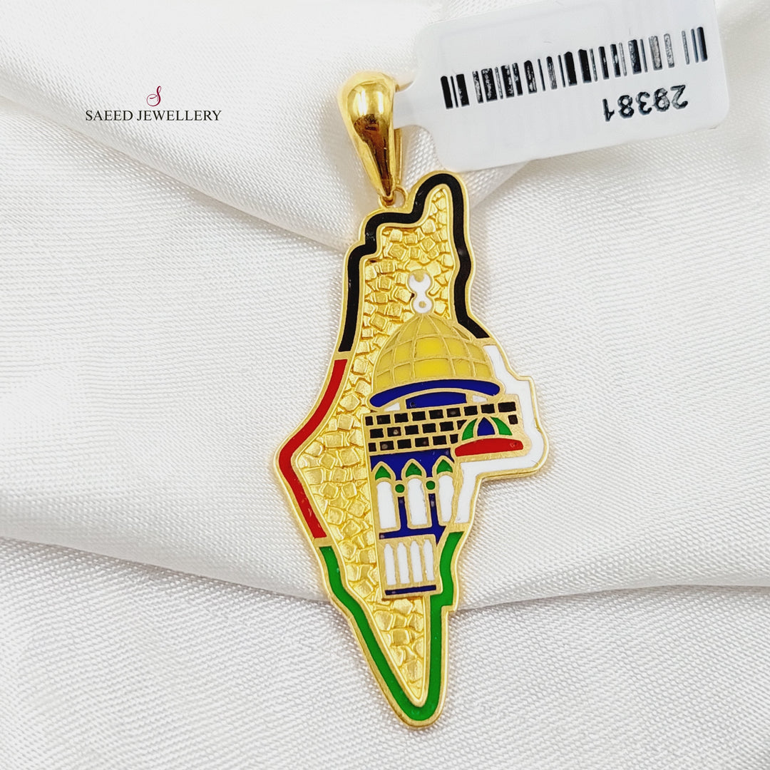 Enameled Palestine Pendant  Made Of 21K Yellow Gold by Saeed Jewelry-29381