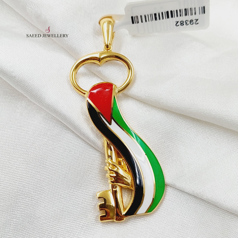 Enameled Palestine Pendant  Made Of 21K Yellow Gold by Saeed Jewelry-29382
