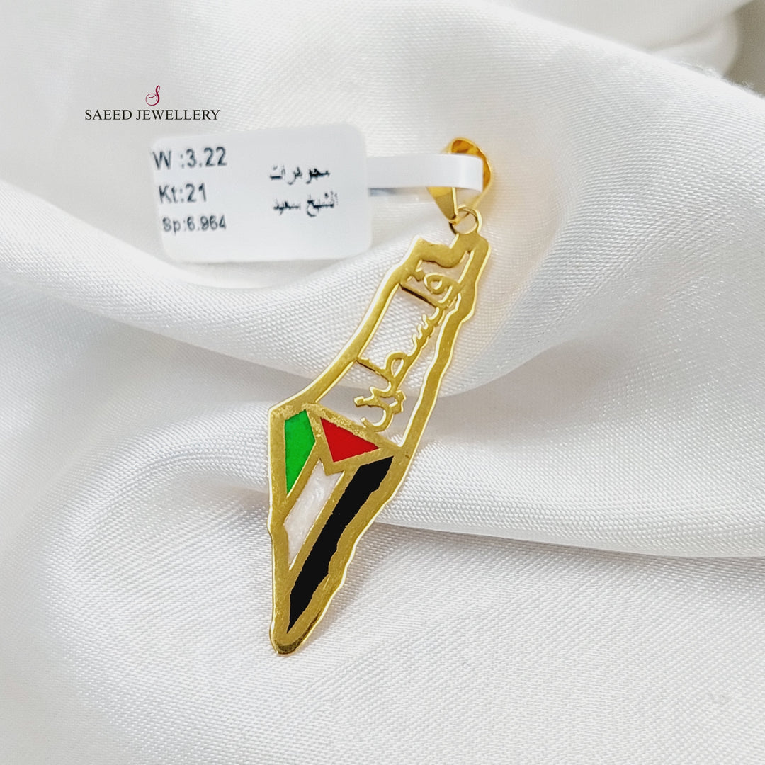 Enameled Palestine Pendant  Made Of 21K Yellow Gold by Saeed Jewelry-29485