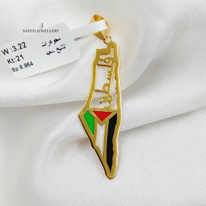Enameled Palestine Pendant  Made Of 21K Yellow Gold by Saeed Jewelry-29485
