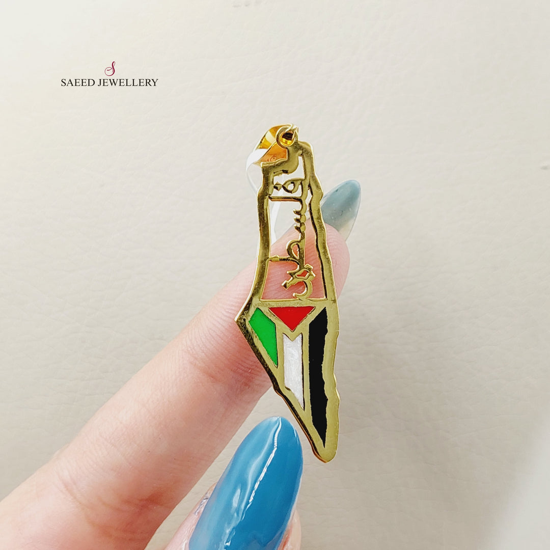 Enameled Palestine Pendant  Made Of 21K Yellow Gold by Saeed Jewelry-29485