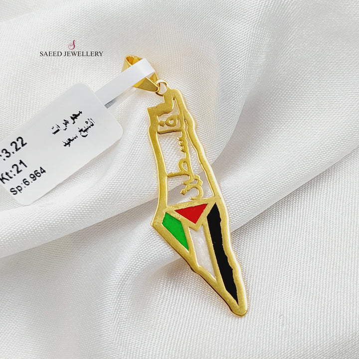 Enameled Palestine Pendant  Made Of 21K Yellow Gold by Saeed Jewelry-29485